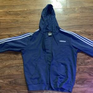Adidas Navy Hoodie with White Stripes